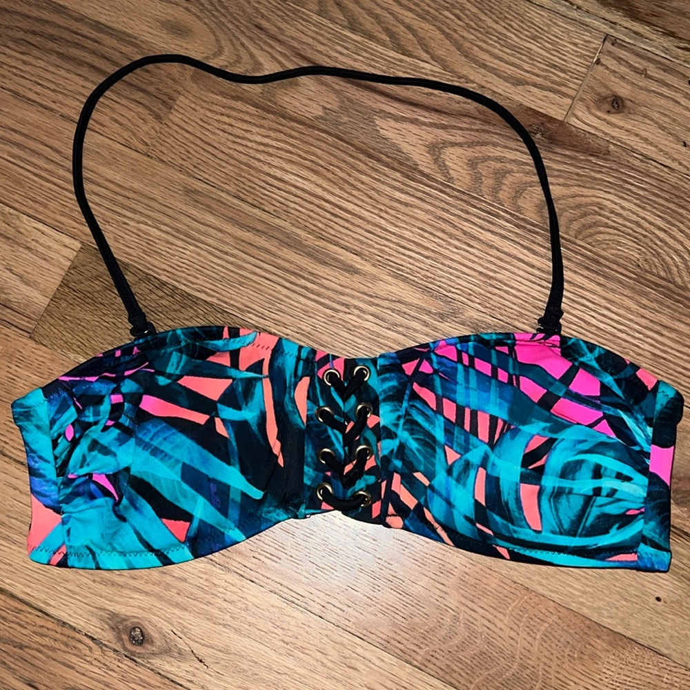 PINK Victoria Secret Tropical Bandeau Bikini Top Size S